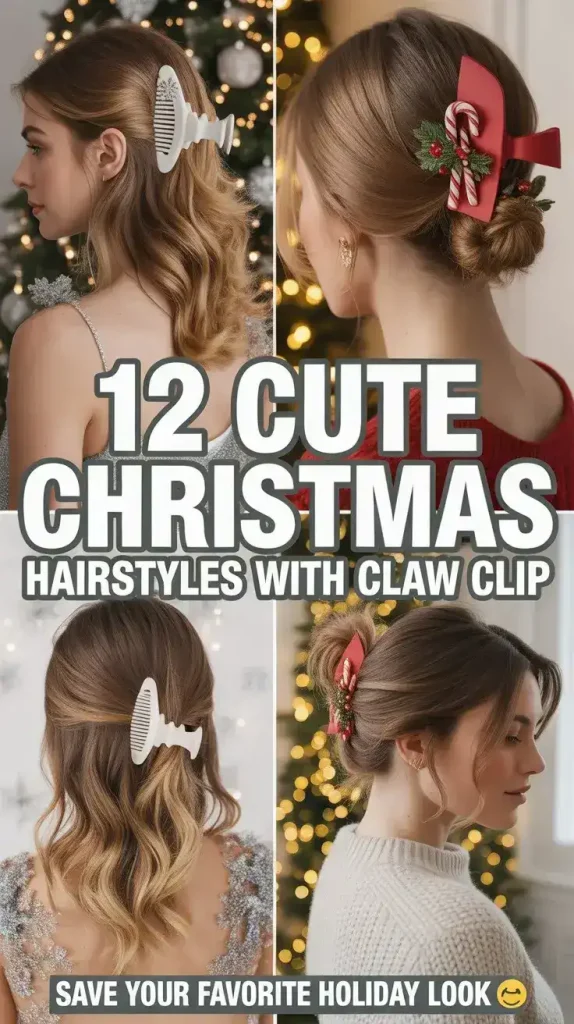 12 Cute Christmas Hairstyles With Claw Clip