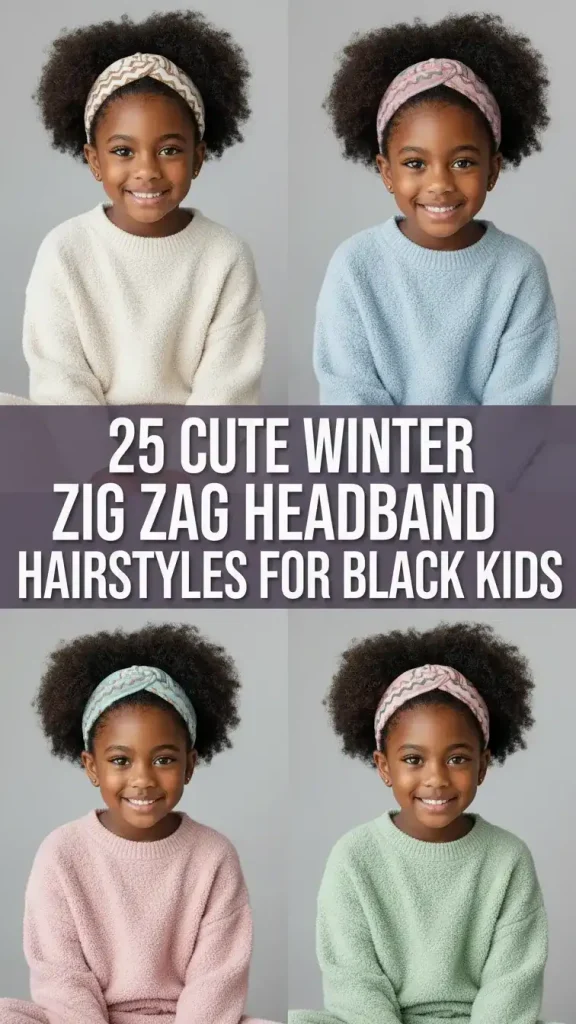 25 Cute Winter Zig Zag Headband Hairstyles For Black Kids